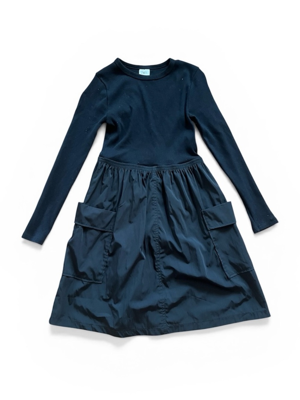 Zara Black Long-Sleeve Pocket Dress